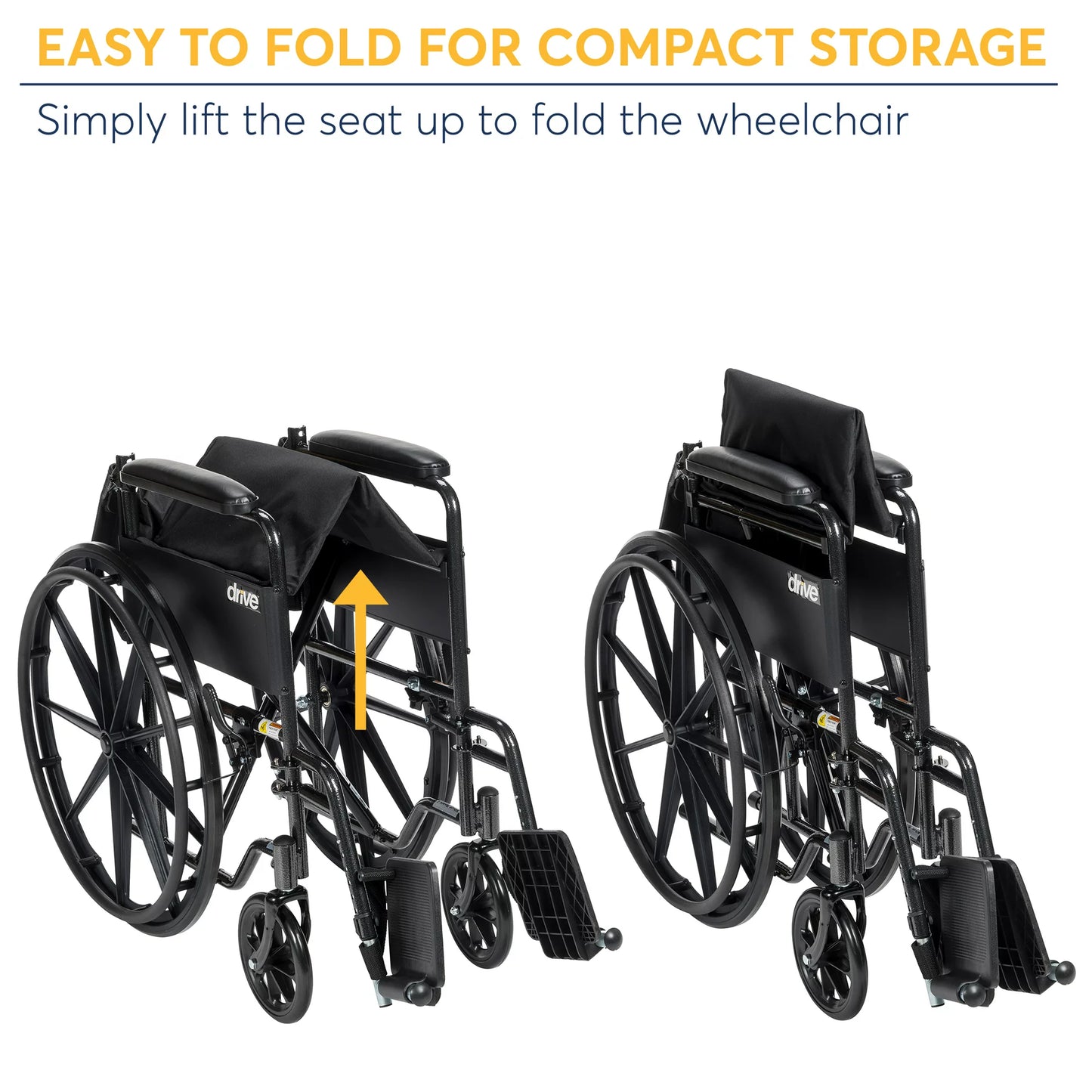 drive Transport Wheelchair Steel 17 Inch Seat Width x 16"D 250 lbs. Weight Capacity TR37E-SV, 1 Ct