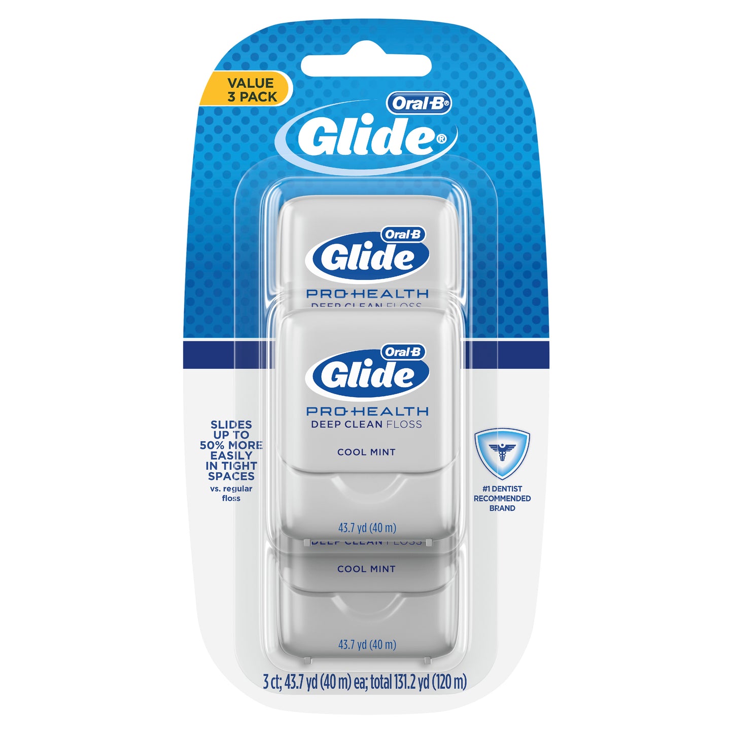 Oral-B Glide Pro-Health Deep Clean Cool Mint Fio dental levemente encerado, valor 3 pacote (40 m cada)