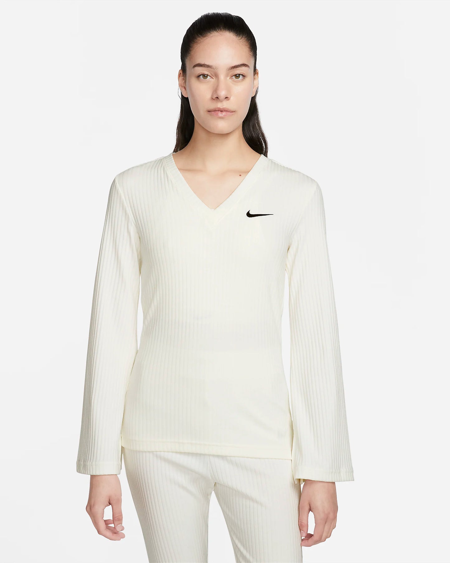 Nike Sportswear Women's Ribbed Jersey Long-Sleeve V-Neck Top