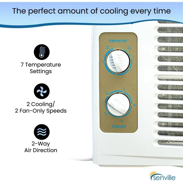 Senville 5,000 BTU Window Air Conditioner, Cools up to 150 sq. ft., Mechanical Control, Washable Filter