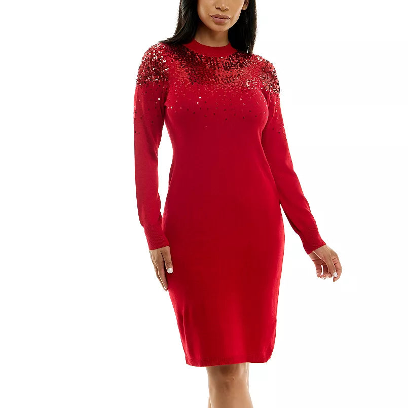 Women's Nina Leonard Sequins Sweater Dress