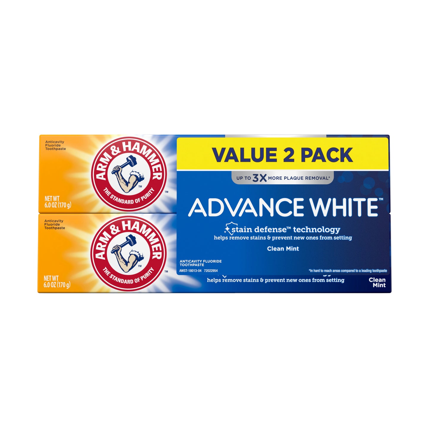 Pasta de dente ARM & HAMMER Advanced White Extreme Whitening, TWIN PACK (contém dois tubos de 6 onças) -Clean Mint- Fluoride