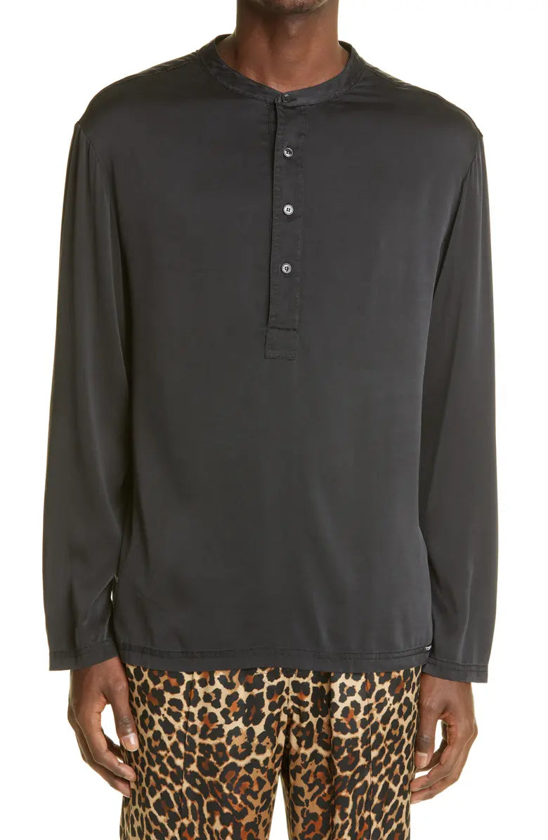 Henley Stretch Silk Pajama Shirt TOM FORD