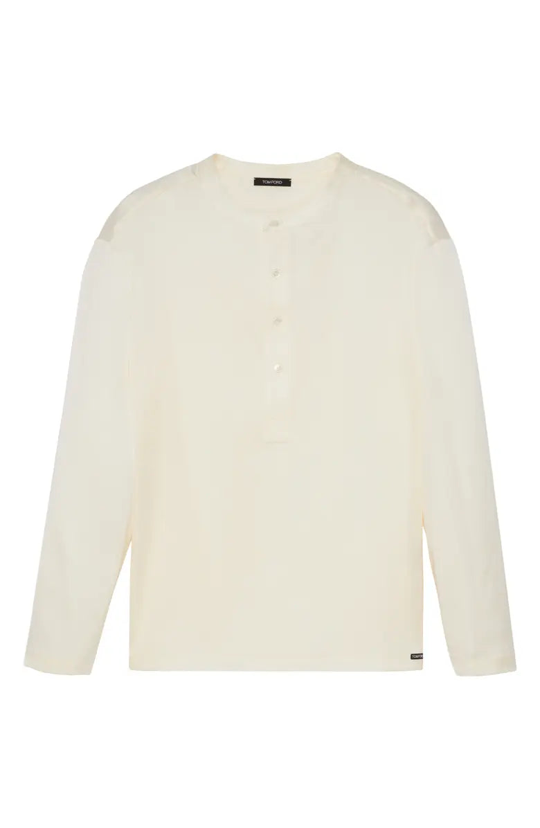 Henley Stretch Silk Pajama Shirt TOM FORD