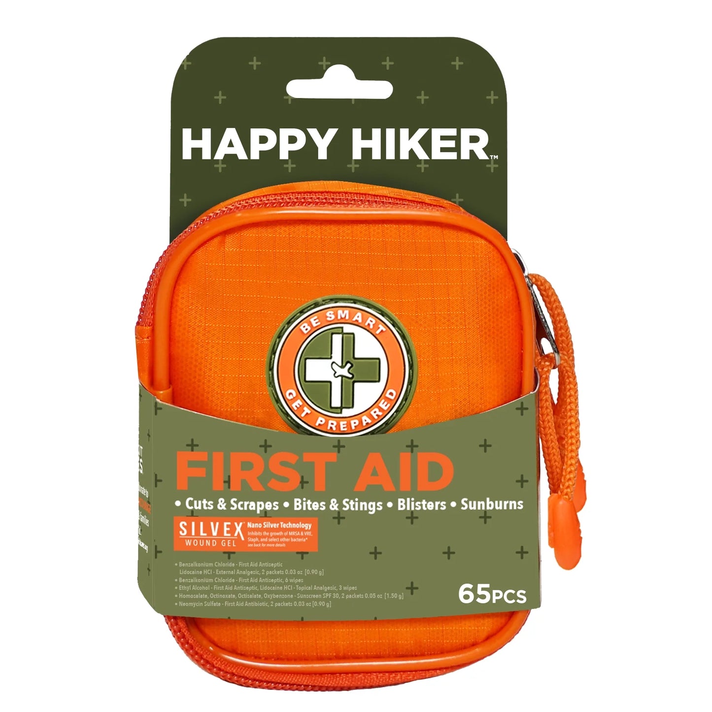 Be Smart Get Prepared Outdoor First Aid - Happy Hiker, 65 Pcs