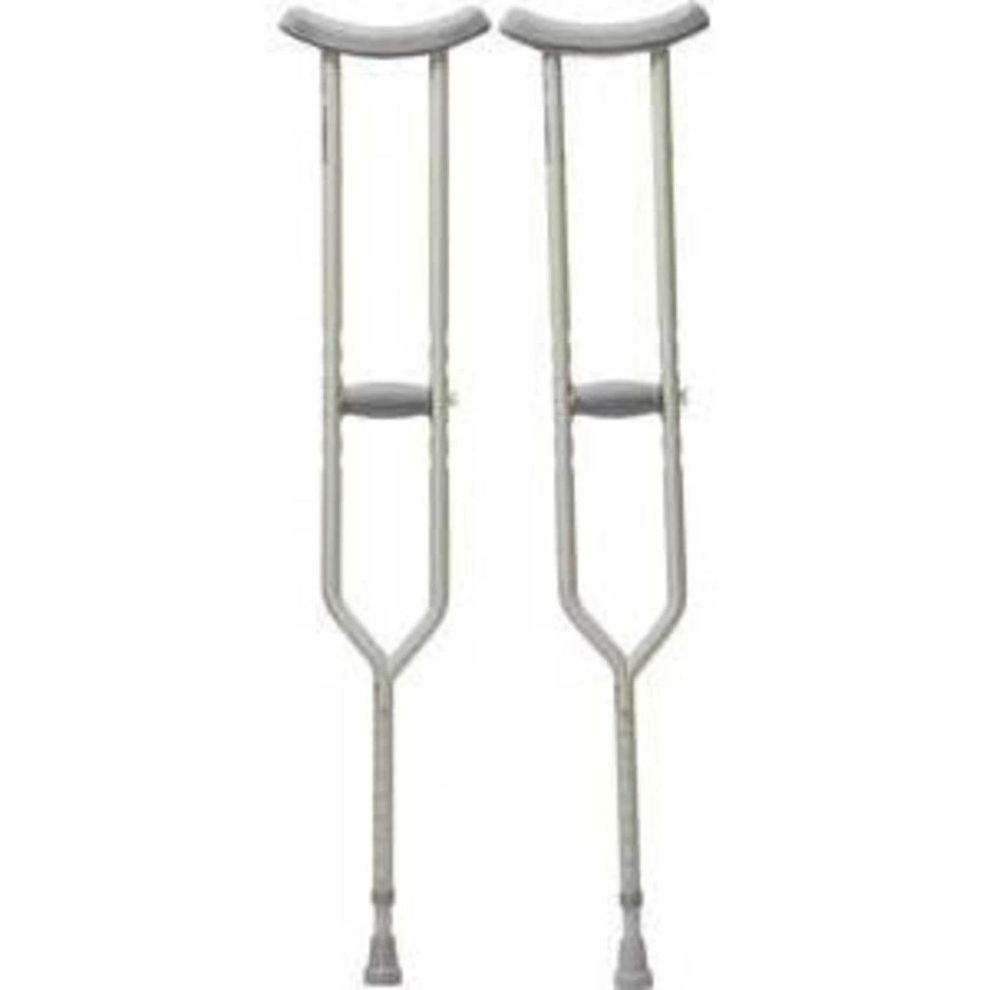 Cardinal Health Push Button Adjustable Crutches: Adult Height Range 62" - 70", 1 Count