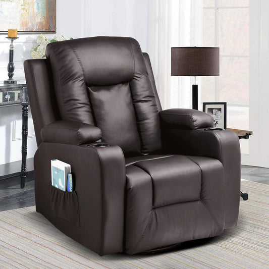 ComHoma Massage Recliner Chair with Heated Massage PU Leather Chair, Brown