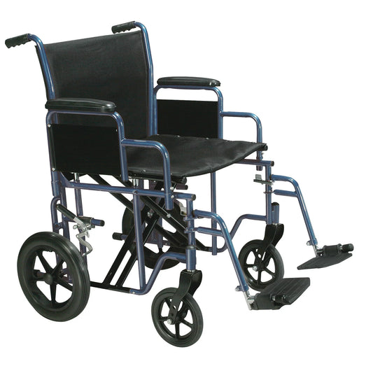 Drive Medical Bariatric Heavy Duty Transport Wheelchair with Swing Away Footrest, 22" Seat, Blue