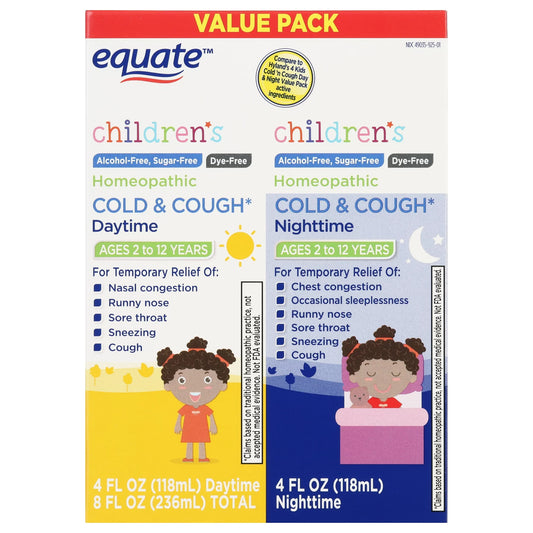 Equate Children's Homeopathic Daytime & Nighttime Cold & Cough Liquid Twin Pack, 4 fl oz