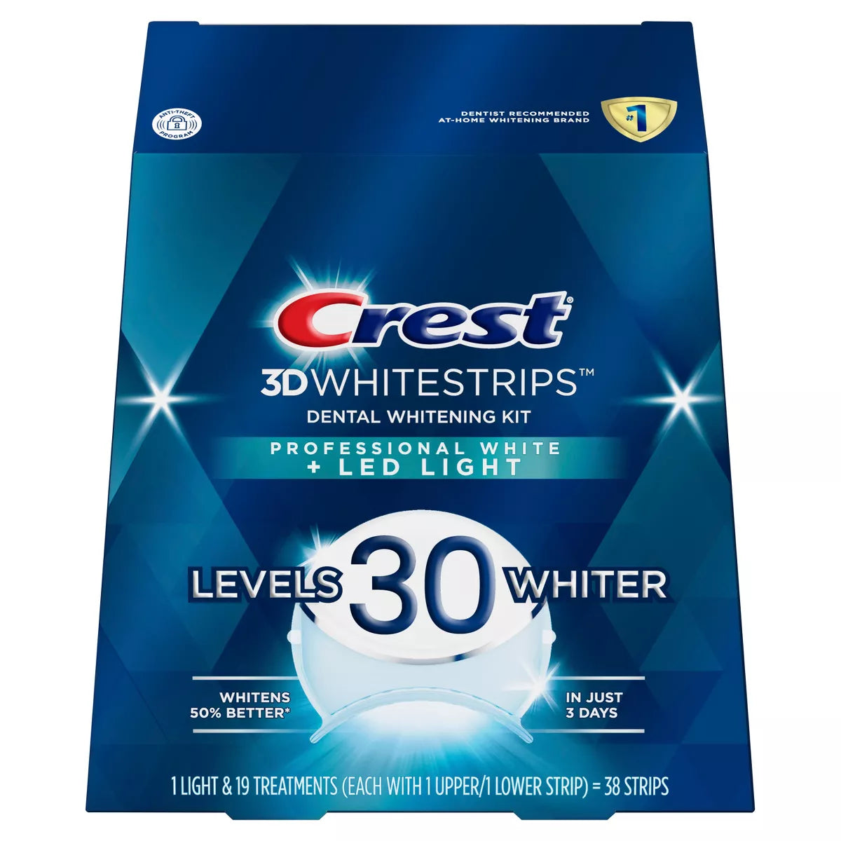 Crest 3D Whitestrips Professional White with LED Accelerator Light At-home Teeth Whitening Kit - 19 Treatments