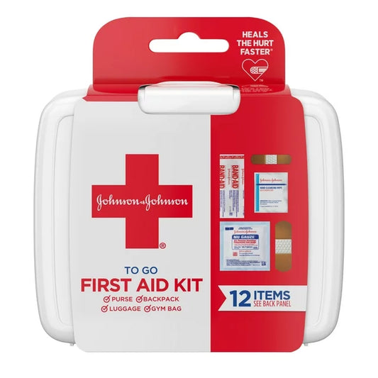 Johnson & Johnson First Aid To Go Portable Mini Travel Kit, 12 pieces