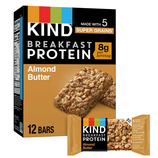 KIND Breakfast Protein Bars, Almond Butter, 1.76 oz, 12 Count