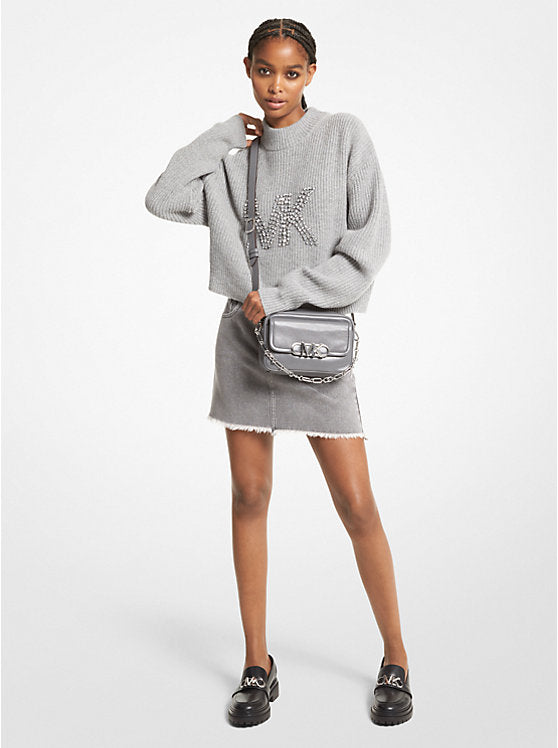 Embellished Logo Wool Blend Sweater