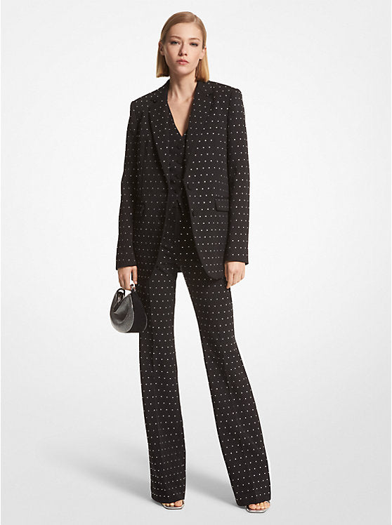 Rhinestud Stretch Crepe Blazer