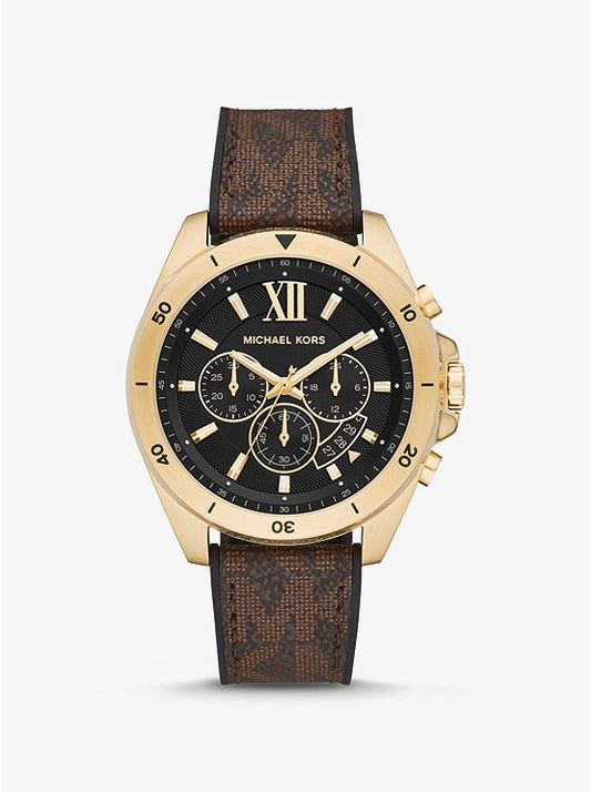 MICHAEL KORS Oversized Brecken Logo and Gold-Tone Watch