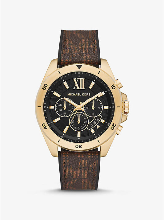 Oversized Brecken Logo and Gold-Tone Watch