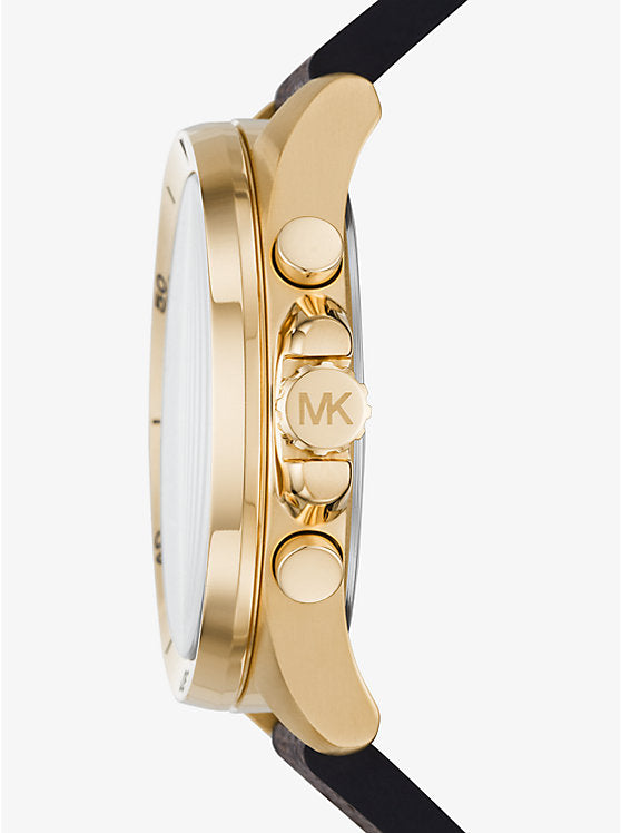 Oversized Brecken Logo and Gold-Tone Watch