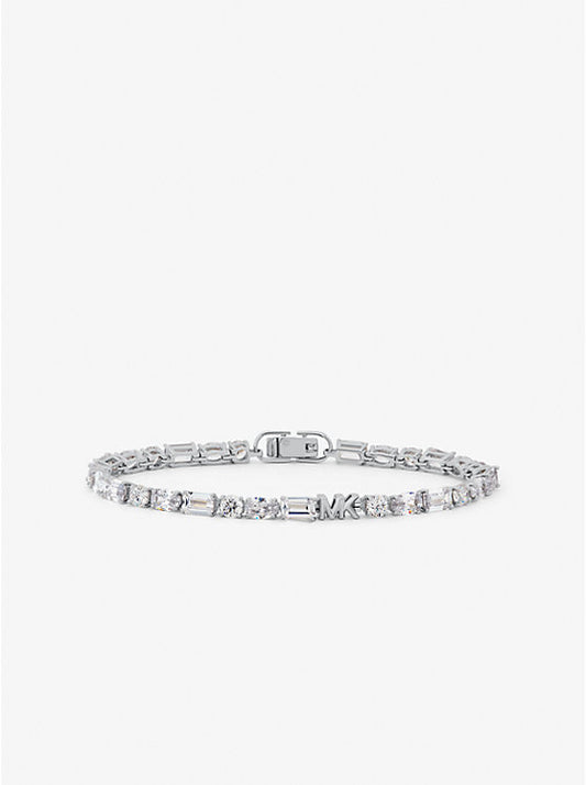 Precious Metal-Plated Sterling Silver Cubic Zirconia Tennis Bracelet