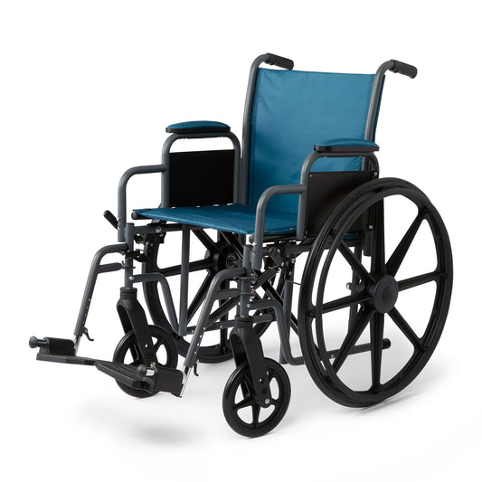 Medline K1 Basic Wheelchair with Desk Length Armrests and Swing Away Leg rests