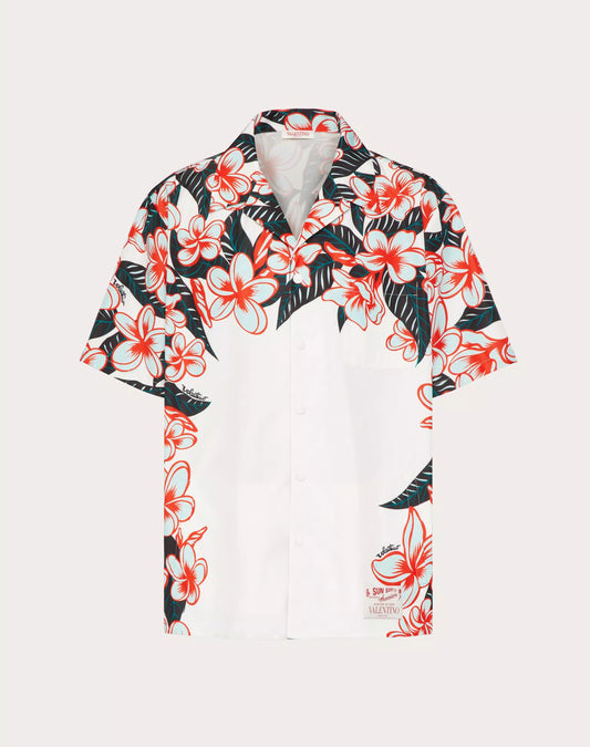 NYLON BOWLING SHIRT WITH HULA GIRL PRINT