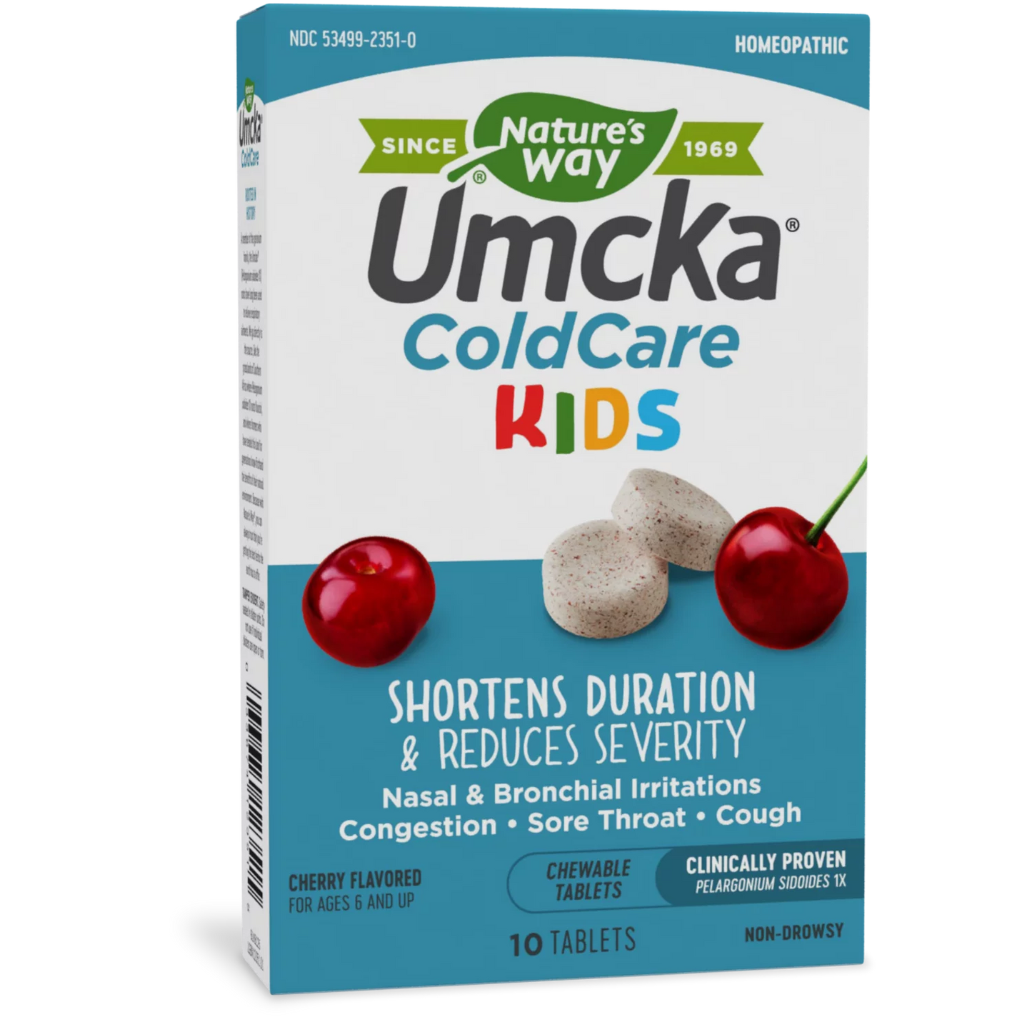 Nature's Way Kids Cold Relief Chewable Tablets, Umcka, Homeopathic, Shortens Colds, Cherry, 10ct