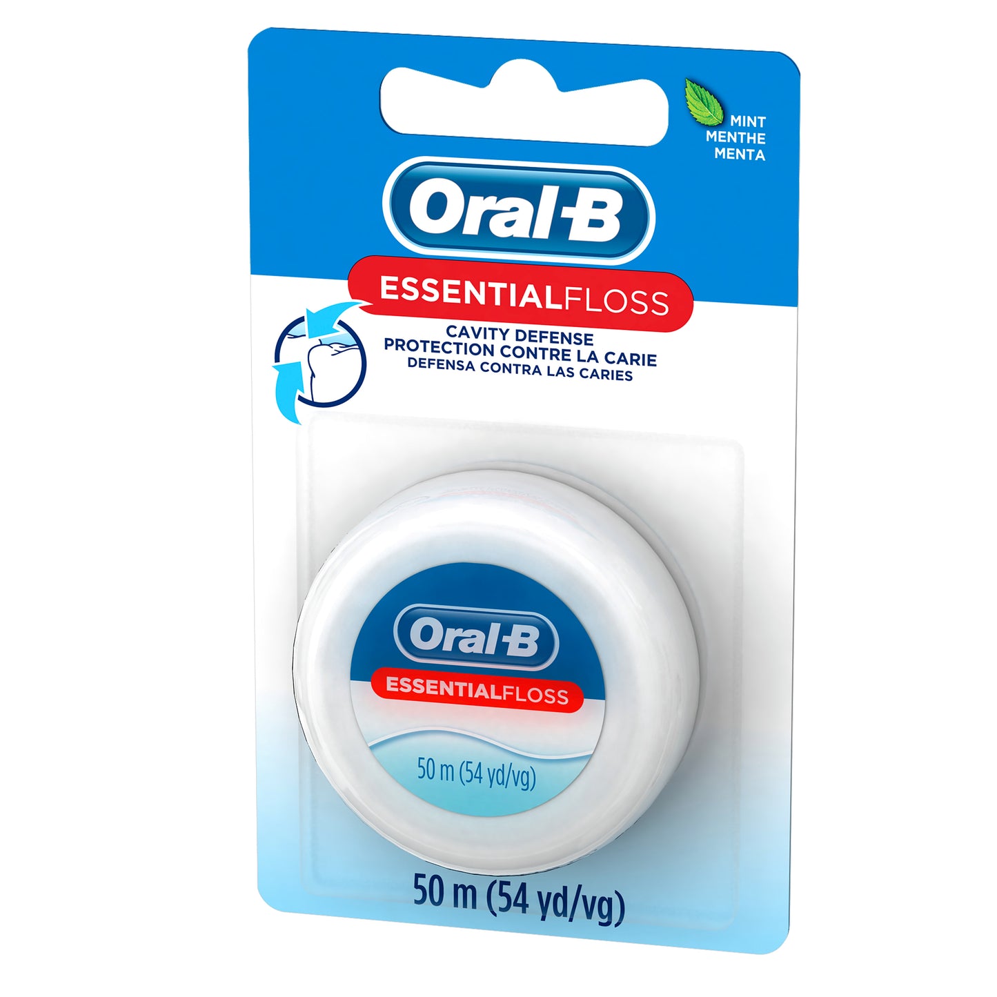 Oral-B Essential Floss Fio dental encerado com menta, defesa contra cavidades, 50m