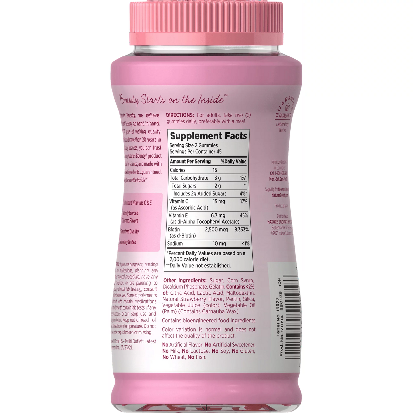 Nature's Bounty Hair Skin and Nail Vitamins With Biotin, Gummies, 90 Ct