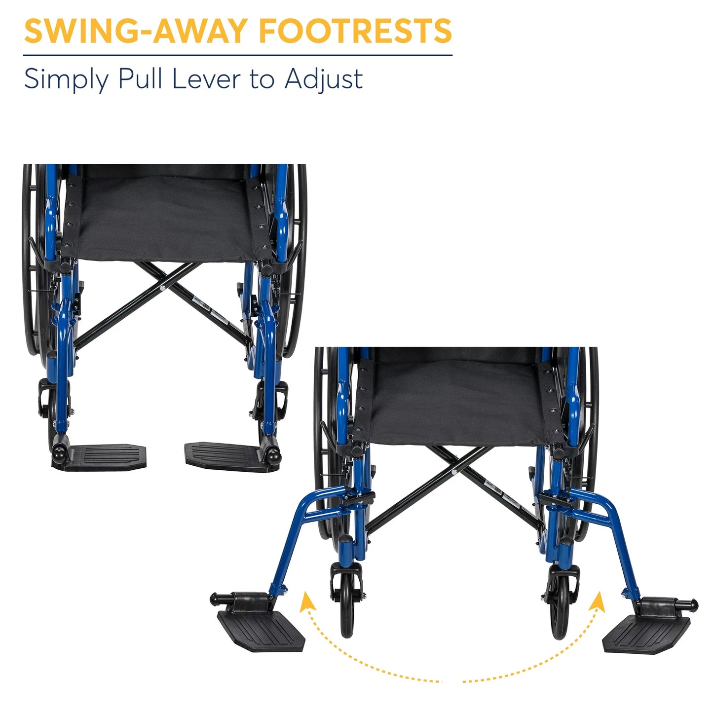 Drive Medical Blue Streak Wheelchair with Flip Back Desk Arms, Swing Away Footrests, 18" Seat