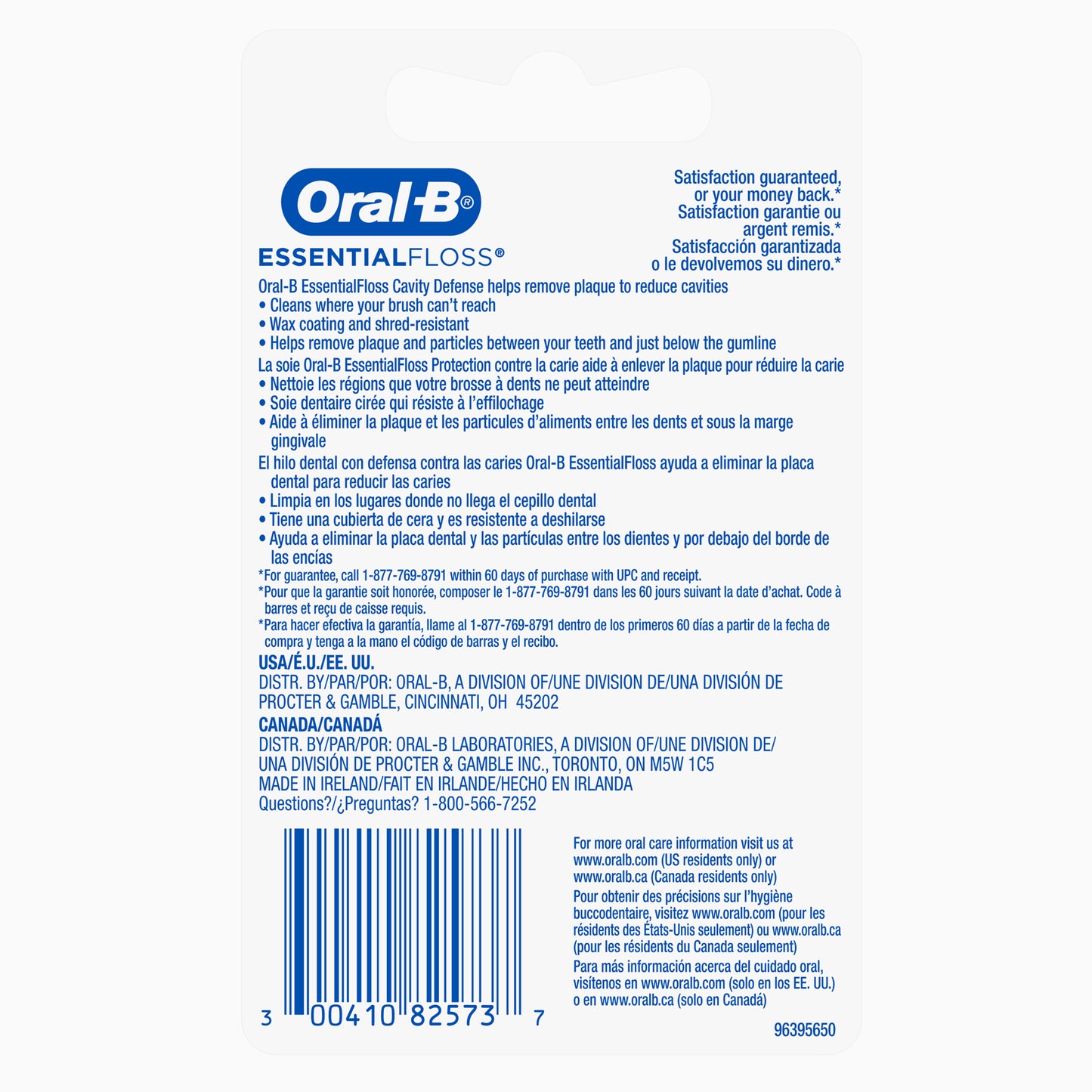 Oral-B Essential Floss Fio dental encerado com menta, defesa contra cavidades, 50m