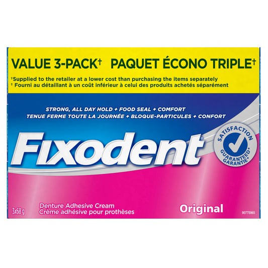 Fixodent Complete Original Denture Adhesive Cream, 2.4 oz, 3 Pack