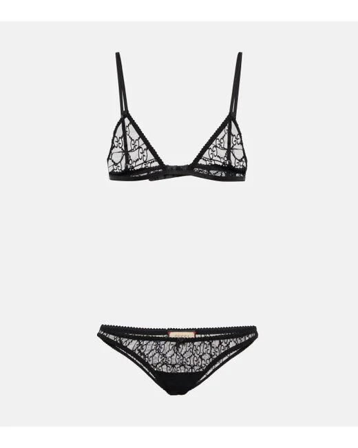 Gucci Women's Black GG-jacquard Lingerie Set