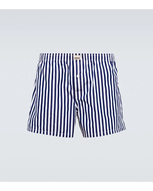 Gucci Men's Blue Striped Cotton Poplin Boxer Shorts