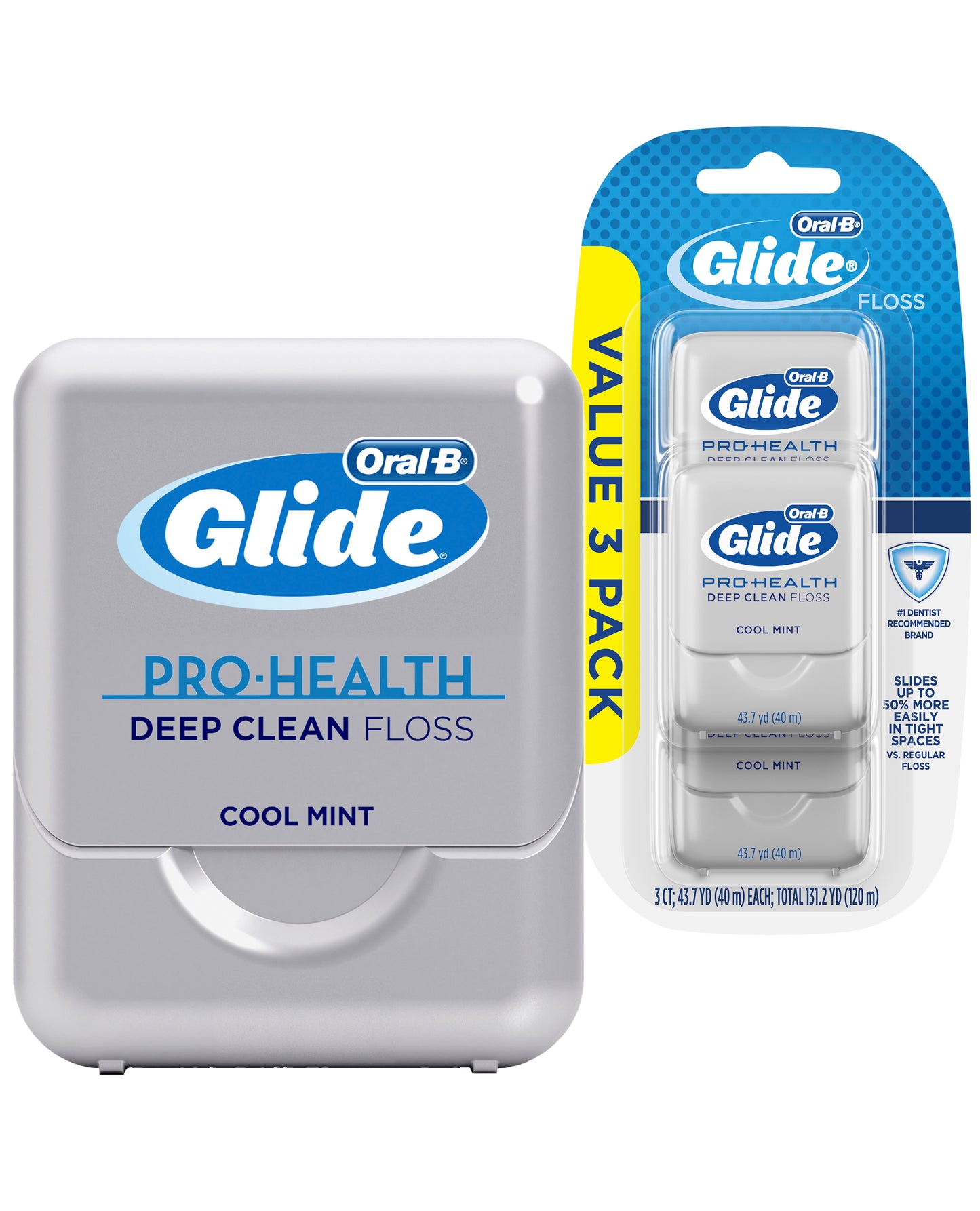 Oral-B Glide Pro-Health Deep Clean Cool Mint Fio dental levemente encerado, valor 3 pacote (40 m cada)