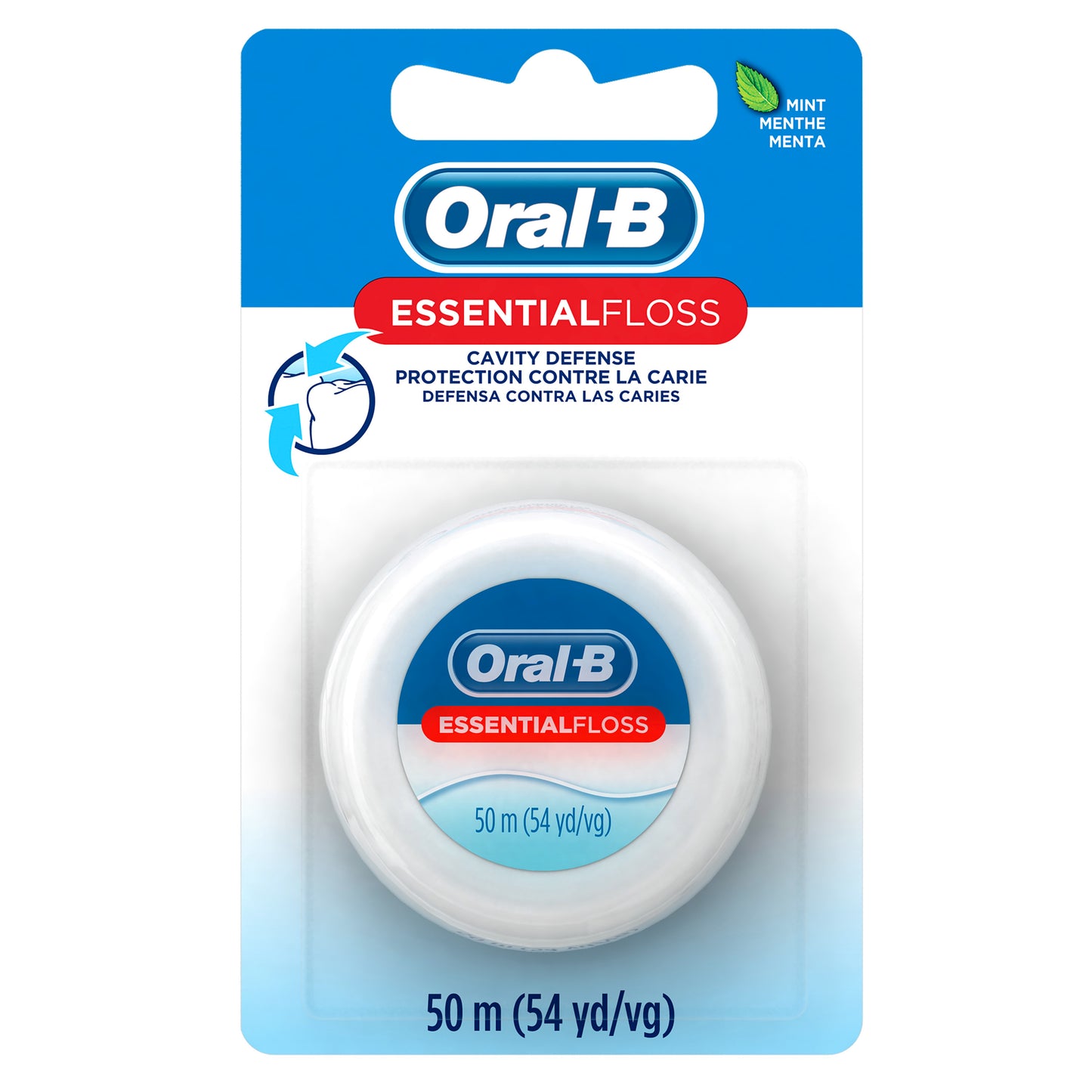 Oral-B Essential Floss Fio dental encerado com menta, defesa contra cavidades, 50m