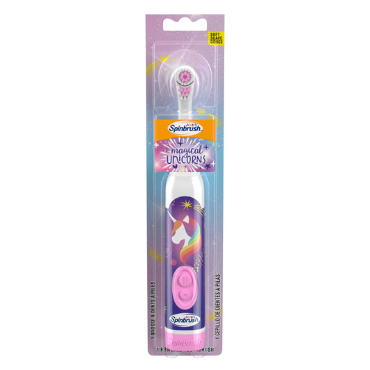 Escova de dentes elétrica Magical Unicorn Kid’s Spinbrush com bateria, macia, 1 ct