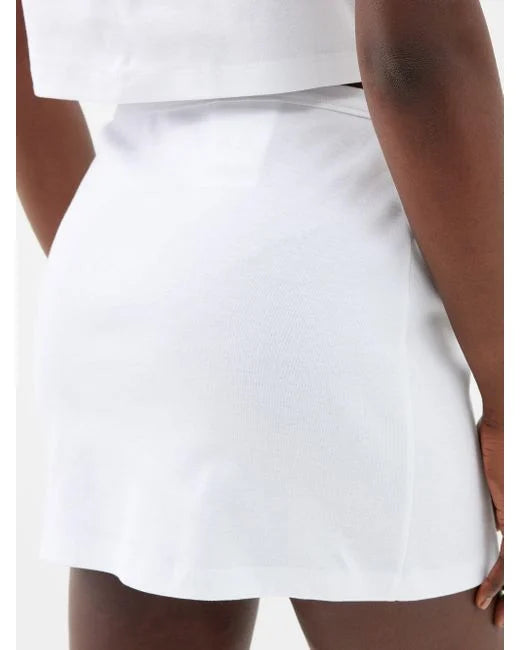 Women's White Triangle-logo Plaque Cotton-jersey Mini Skirt