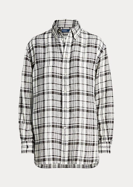 Oversize Fit Plaid Linen Shirt