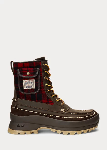 Armin Leather & Plaid Wool-Blend Boot