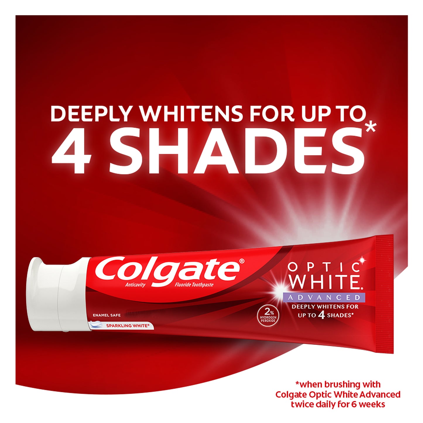 Pasta de dente clareadora de dentes avançada Colgate Optic White, branco brilhante, 3,2 onças