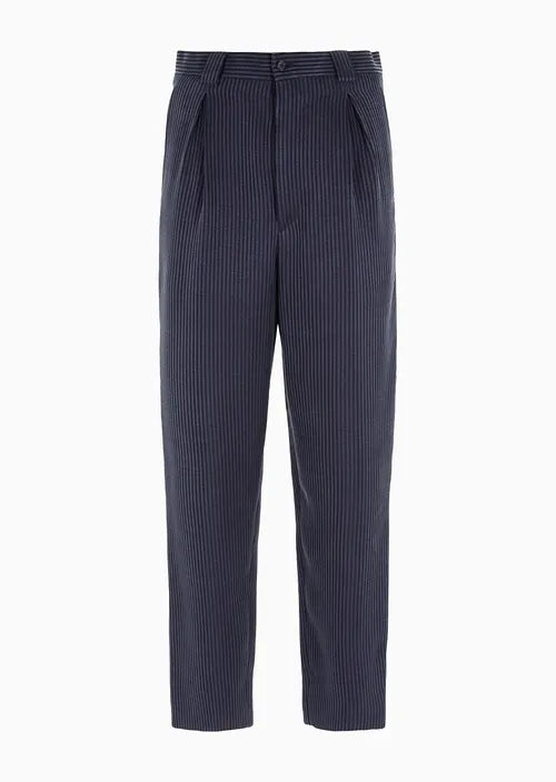 Pinstriped cupro one-dart trousers