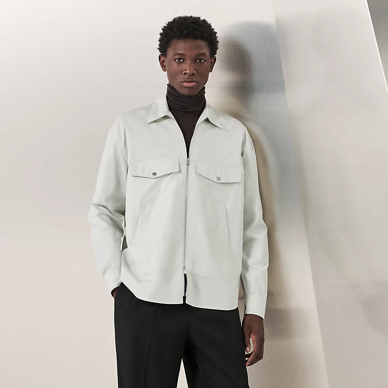 Zipped boxy fit shirt with layered pocket